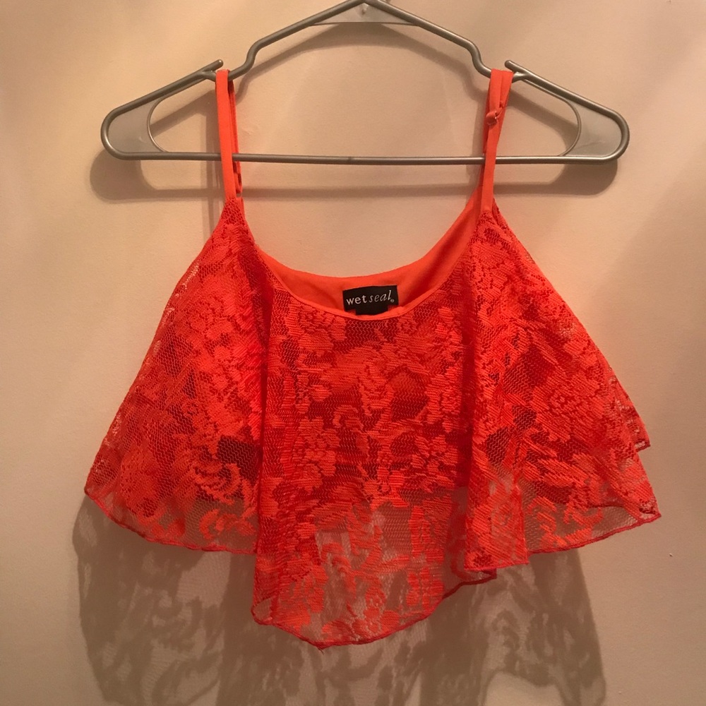 Wet Seal Women's Lace Crop Tank